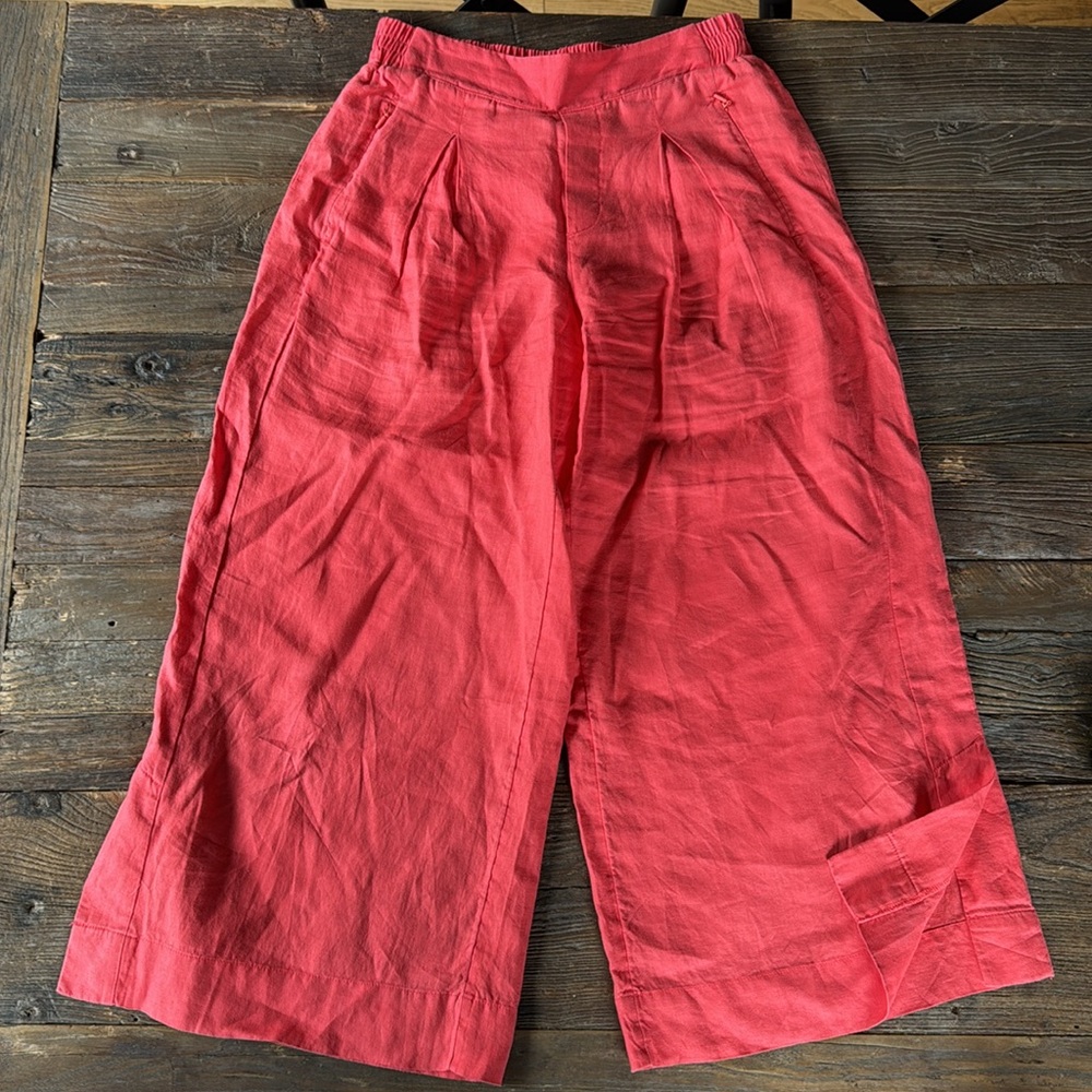Athleta Playa coral linen wide leg cropped pant Size 6 - Picture 3 of 7